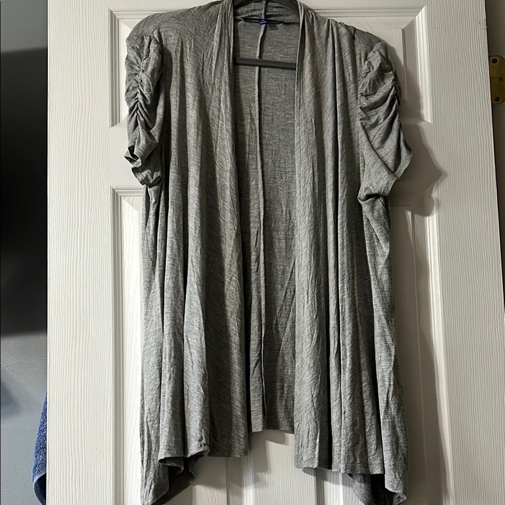 Gray Open Front Cardigan